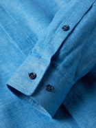 Gabriela Hearst - Ollie Grandad-Collar Linen Shirt - Blue
