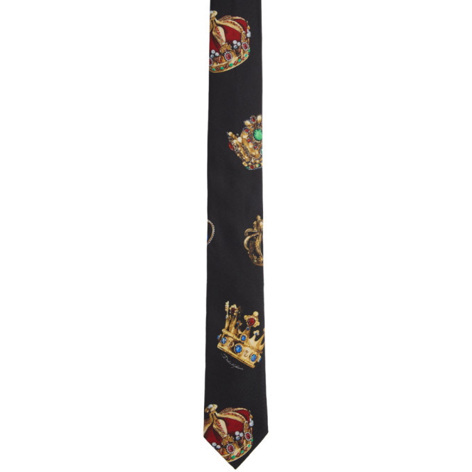 Photo: Dolce and Gabbana Black Silk Crown Tie