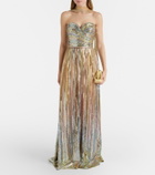 Elie Saab Scarf-detail sequined gown