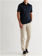 GIORGIO ARMANI - Slim-Fit Mélange Silk and Cotton-Blend Polo Shirt - Blue