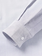 Richard James - Grandad-Collar Striped Cotton Half-Placket Shirt - Blue