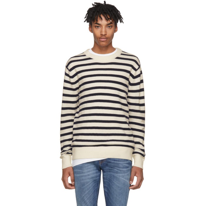 Photo: Tiger of Sweden White and Navy Striped Brisbane Pullover