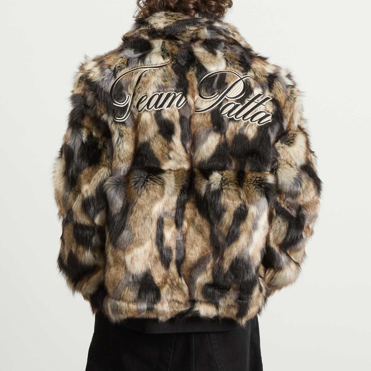 Patta Men's Faux Fur Patchwork Jacket in Multi