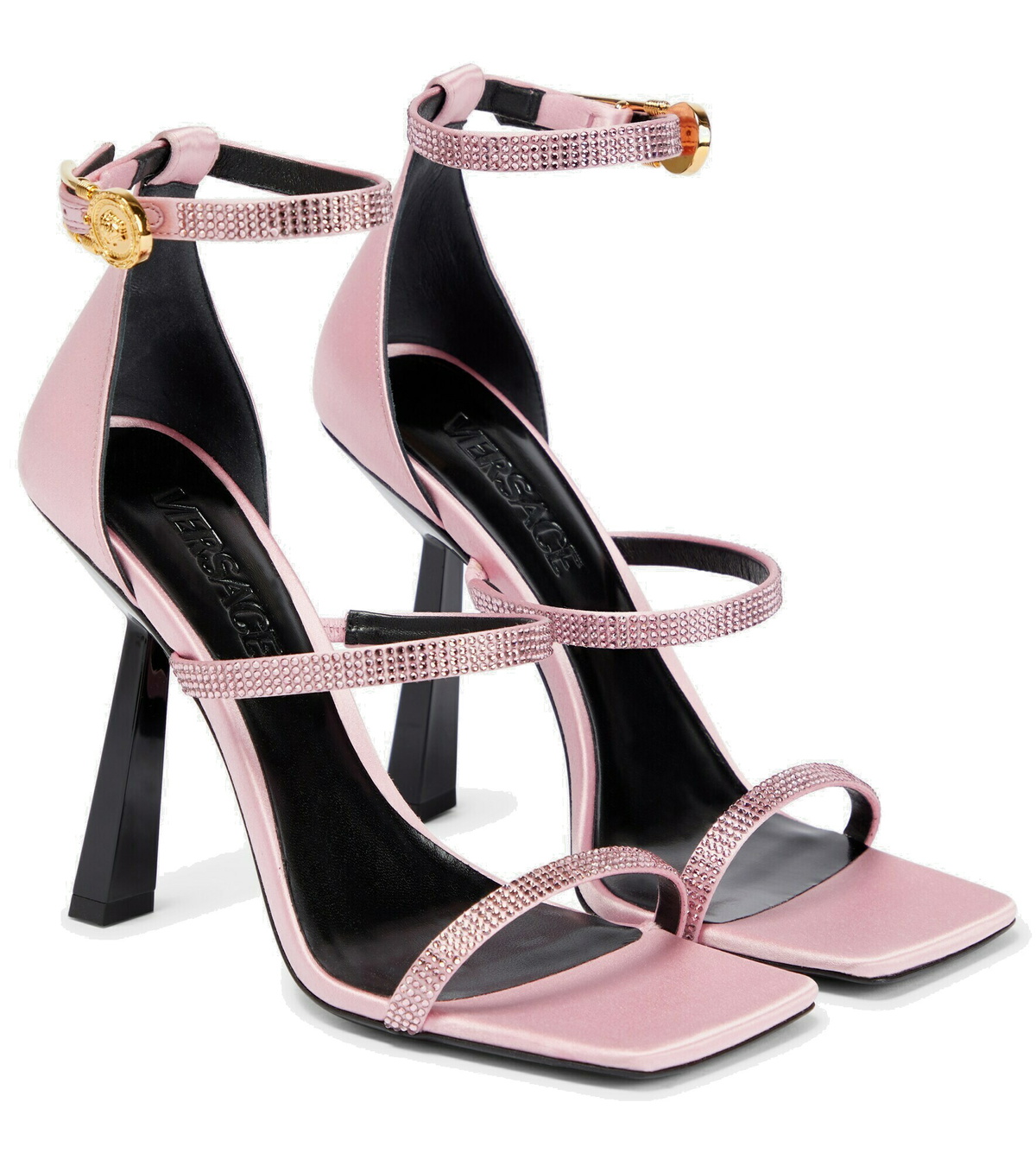 Versace - Fendace embellished satin sandals Versace