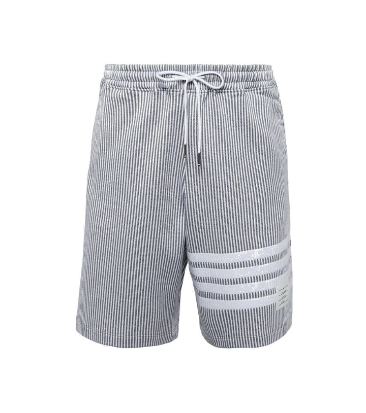 Photo: Thom Browne - 4-Bar striped seersucker cotton shorts