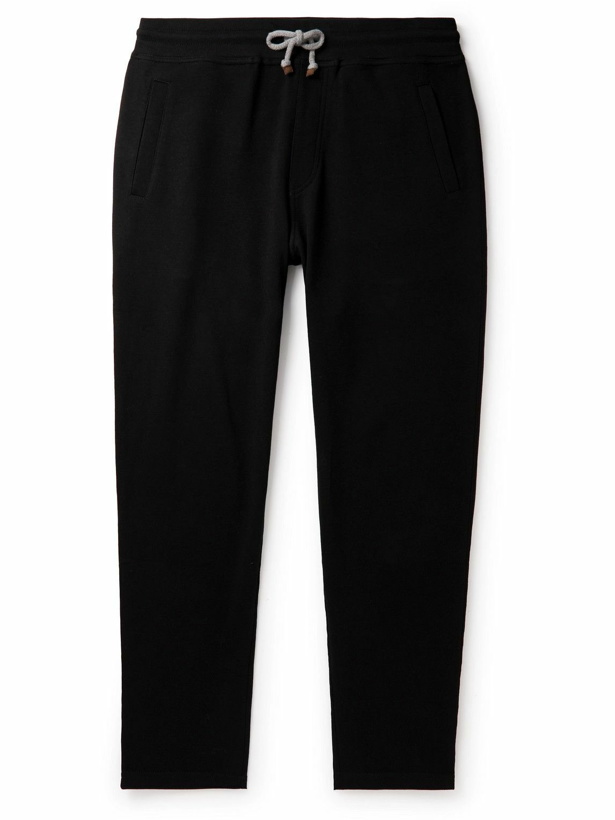 Photo: Brunello Cucinelli - Straight-Leg Cotton-Blend Jersey Sweatpants - Black