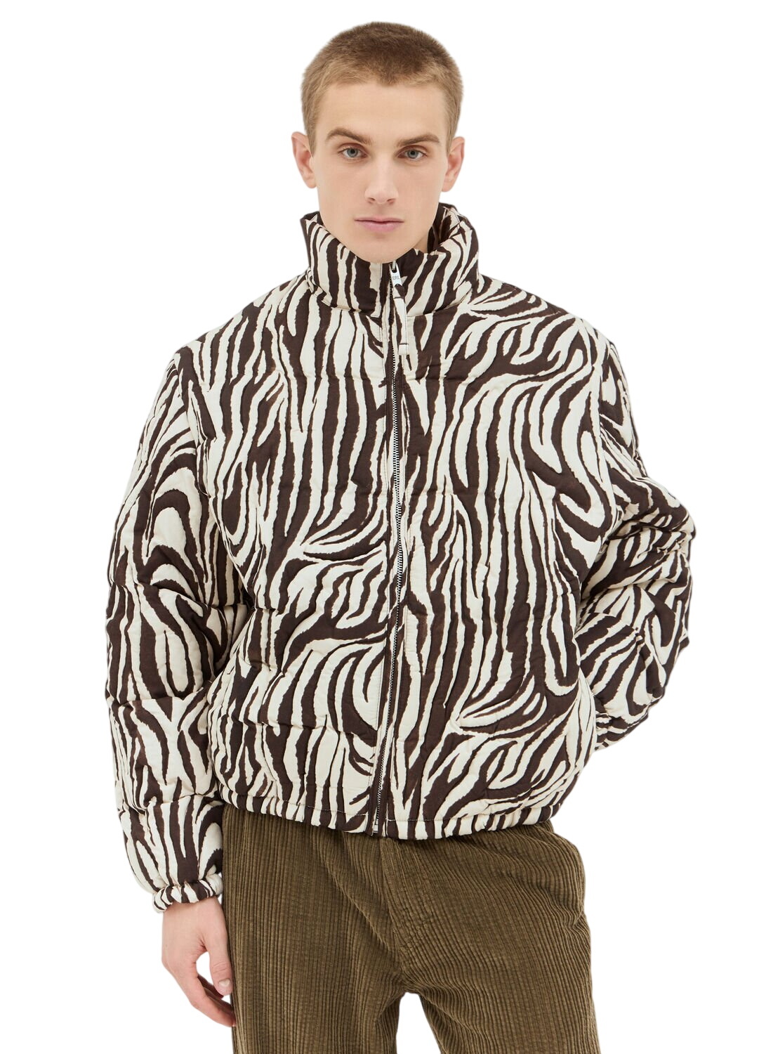 ERL Beige Square Patch Shearling Jacket ERL