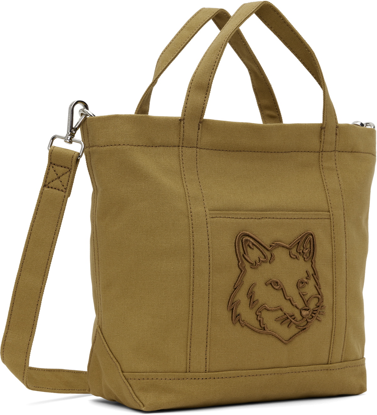 Maison Kitsuné Brown Fox Head Small Tote