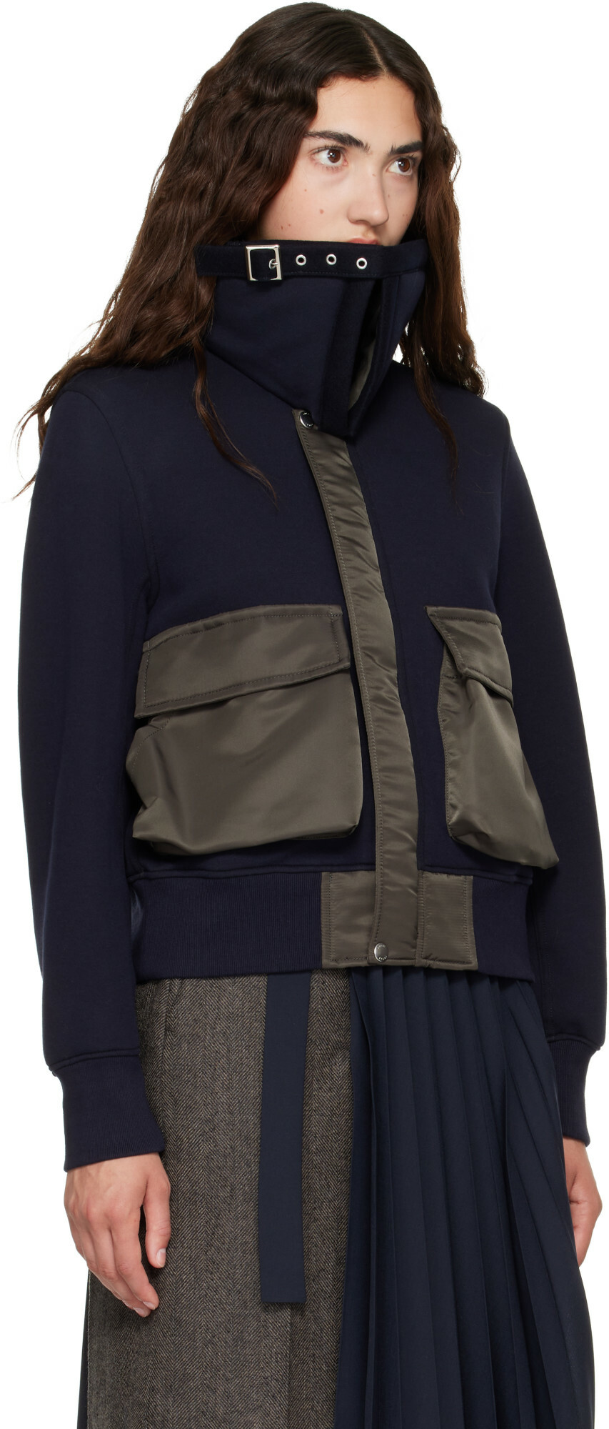 sacai Navy Sponge Sweat Blouson Jacket