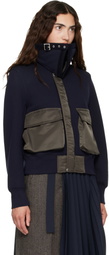 sacai Navy Sponge Sweat Blouson Jacket