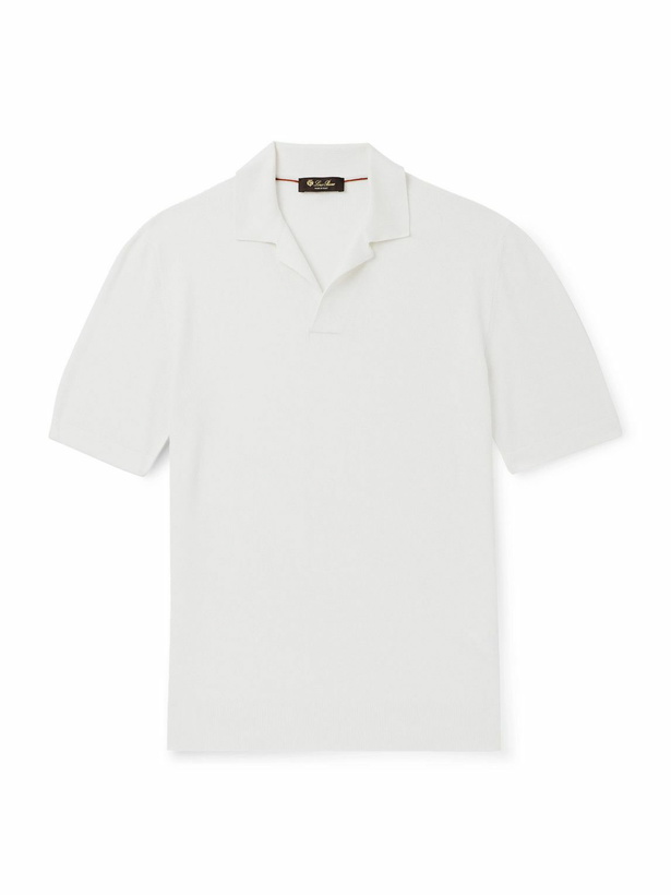 Photo: Loro Piana - Cotton and Silk-Blend Piqué Polo Shirt - White
