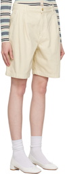 Maison Kitsuné Off-White Casual Pleated Bermuda Denim Shorts