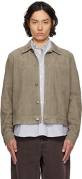 AMI Paris Taupe Buttoned Suede Jacket
