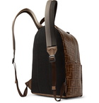 Fendi - Logo-Appliquéd Leather-Trimmed Printed Coated-Canvas Backpack - Men - Brown