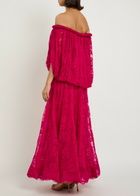 Zimmermann Luna Off-the-shoulder Lace Gown Fuchsia