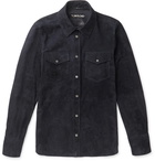 TOM FORD - Slim-Fit Suede Shirt - Midnight blue