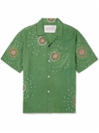 Kardo - Convertible-Collar Embroidered Cotton Shirt - Green