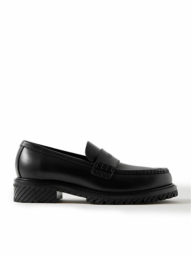 Photo: Off-White - Military Logo-Debossed Leather Penny Loafers - Black