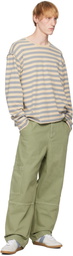 Maison Kitsuné Green Belted Utility Denim Cargo Pants