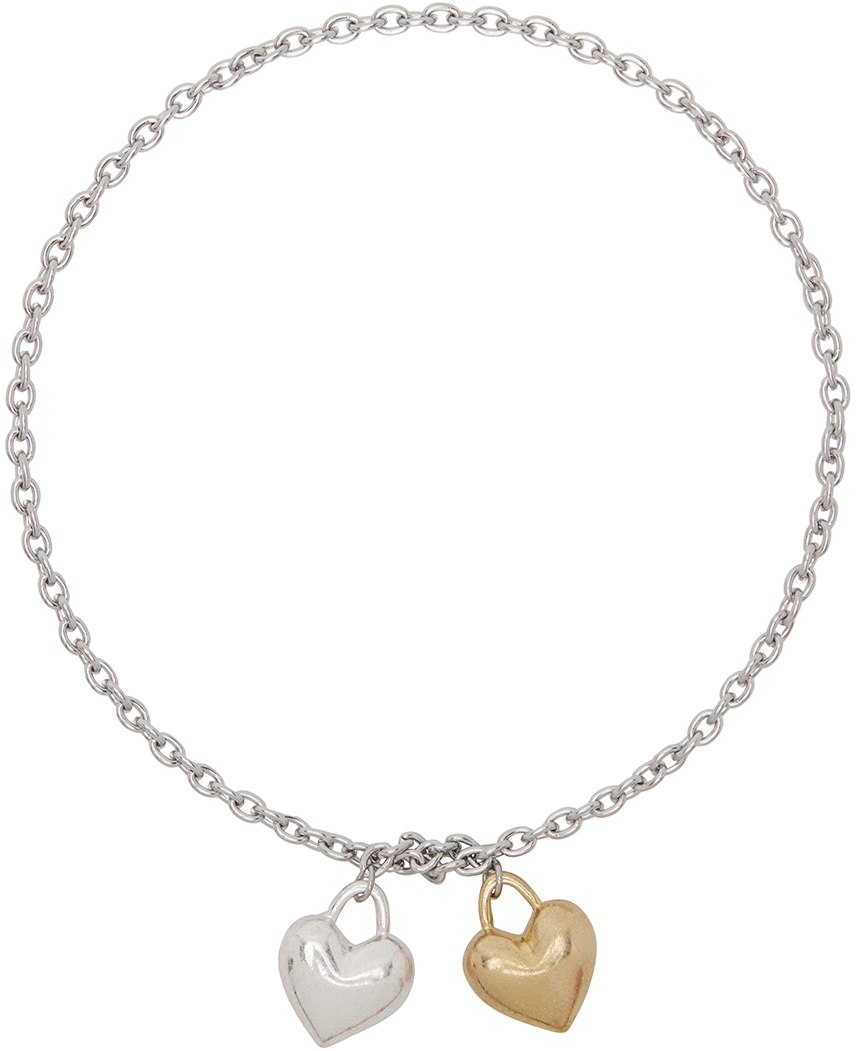 Marland Backus SSENSE Exclusive Silver & Gold Entangled Hearts