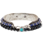 Peyote Bird - Set of Three Sterling Silver, Turquoise, Tiger's Eye and Lapis Heishi Bracelets - Blue