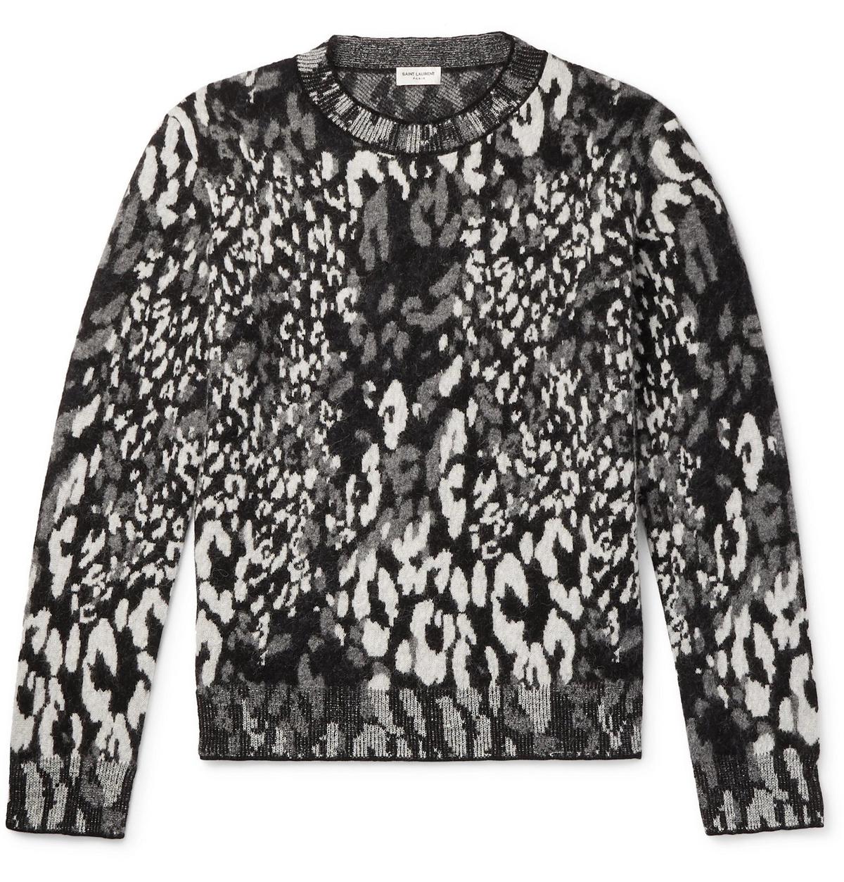 SAINT LAURENT - Slim-Fit Leopard-Jacquard Wool-Blend Sweater