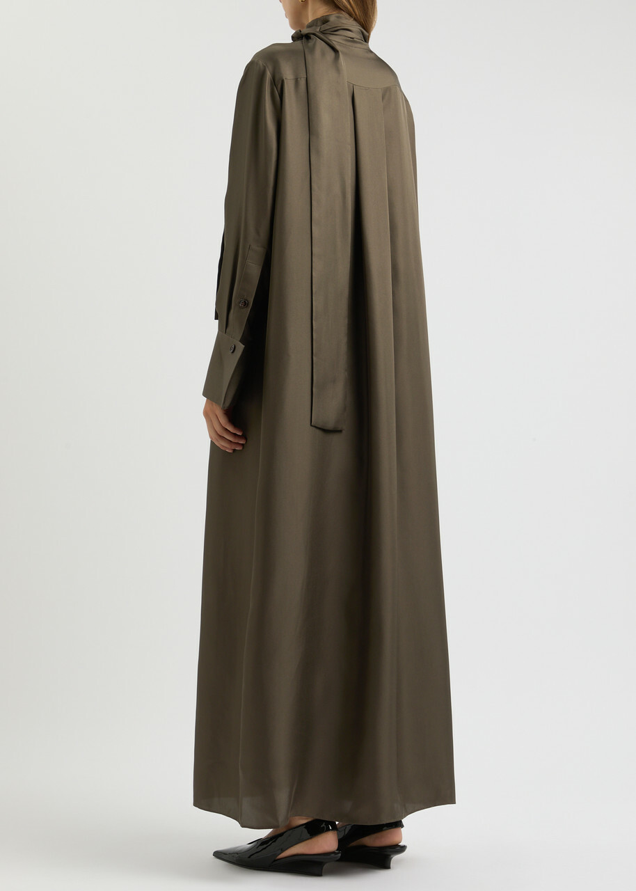 Rohe Scarf-effect Silk-satin Maxi Dress Brown