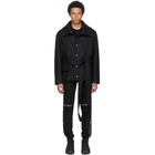 Versace Black Wool and Cashmere Wrap Coat