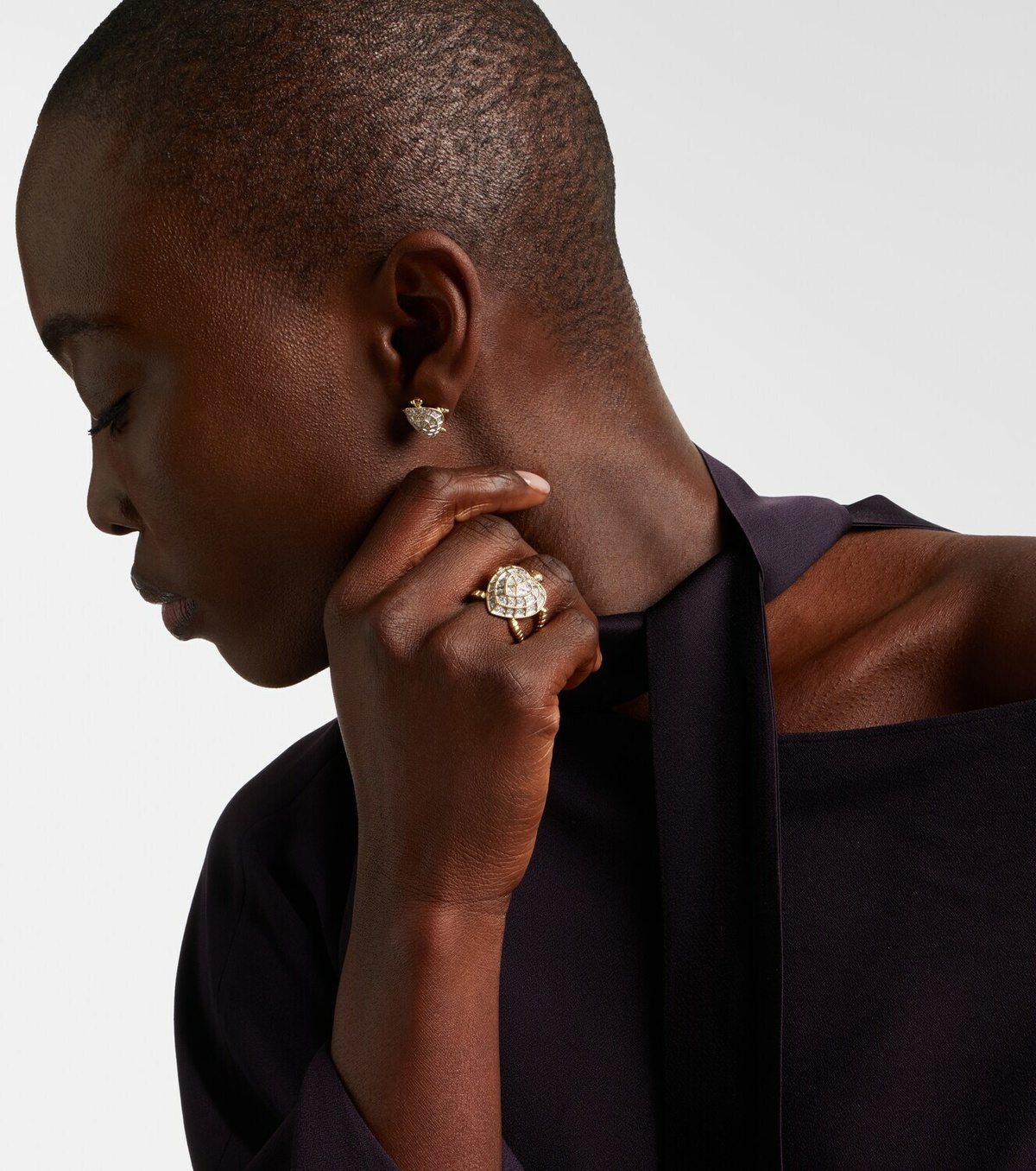 Yvonne Léon Tortue Coeur 9kt gold ring with diamonds