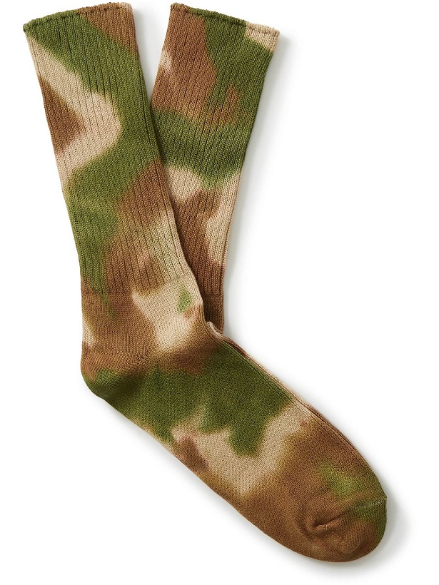 Photo: Mr P. - Ribbed Tie-Dyed Cotton-Blend Socks