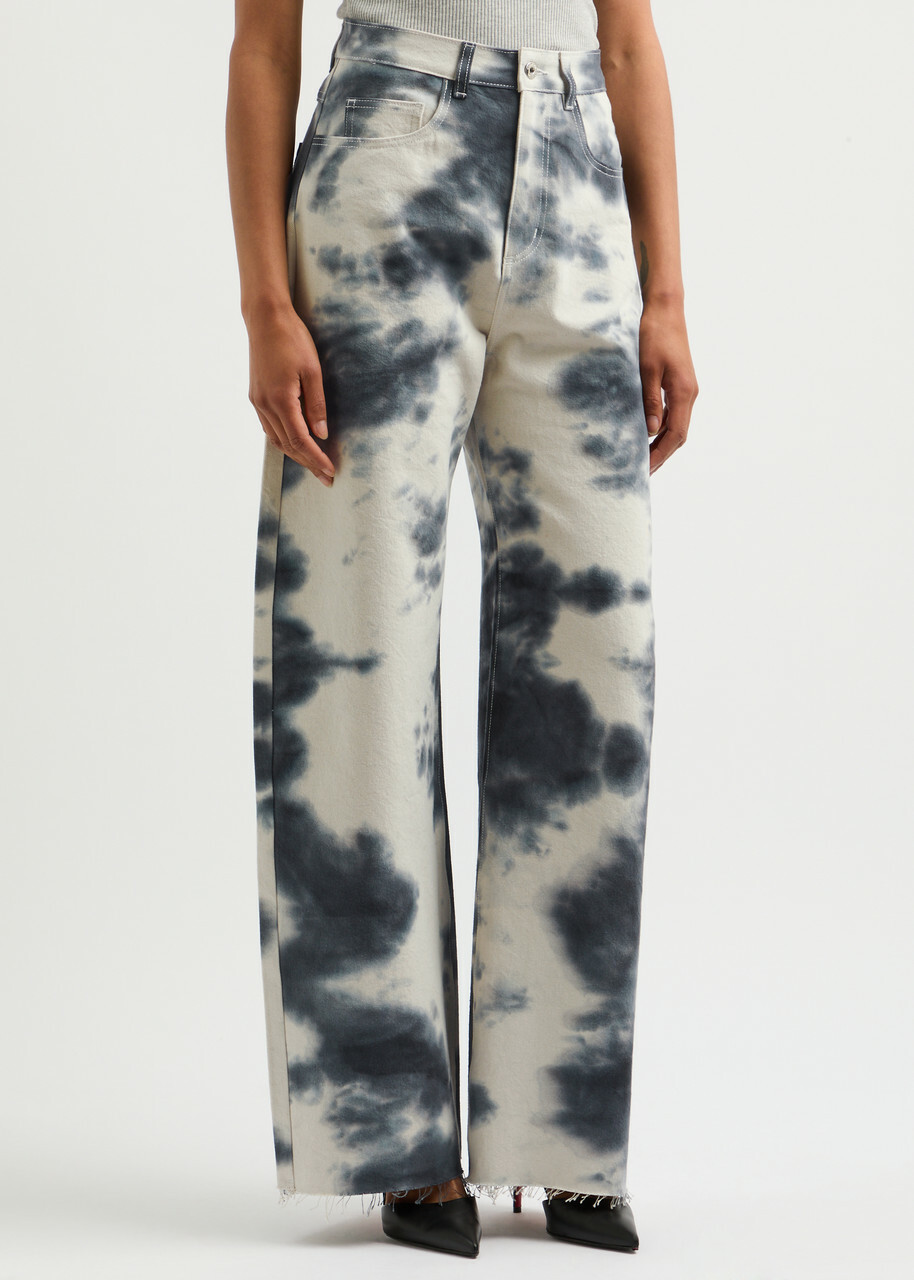 Marques' Almeida Tie-dye Wide-leg Jeans Cream