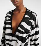 The Attico Knitted zebra-print minidress