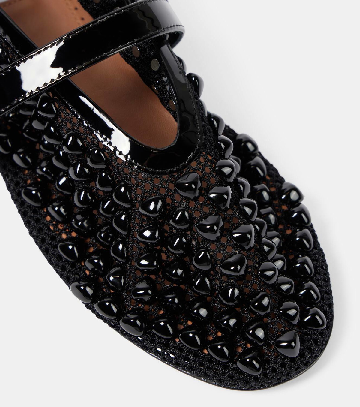 Alaïa Studded mesh Mary Jane flats