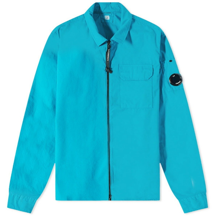 Photo: C.P. Company Men's Arm Lens Zip Overshirt in Tile Blue