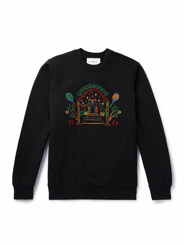 Photo: Casablanca - Embroidered Organic Cotton-Jersey Sweatshirt - Black