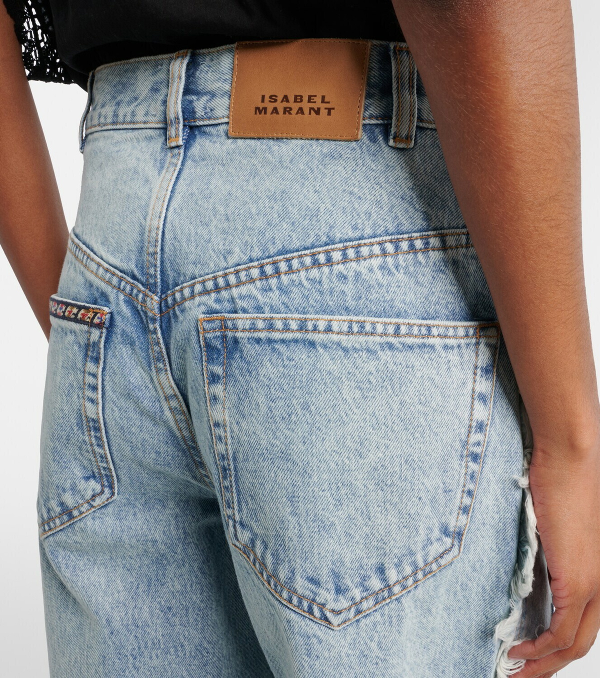 Marant Etoile Maella embroidered fringed straight jeans