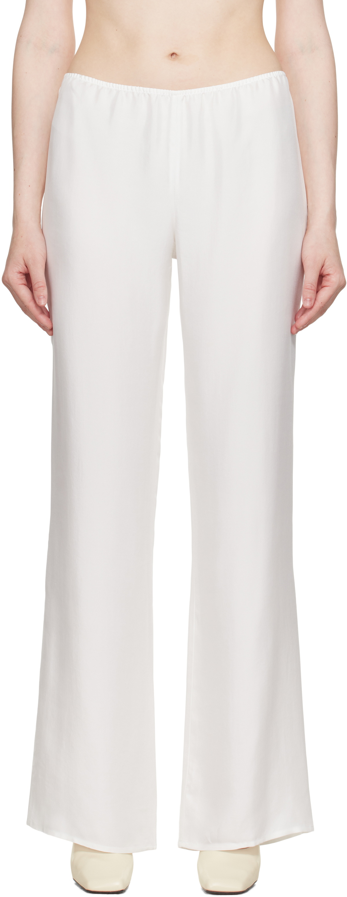 COLLEEN ALLEN White Silk Slip Trousers