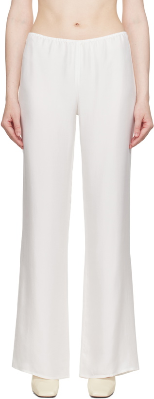 Photo: COLLEEN ALLEN White Silk Slip Trousers