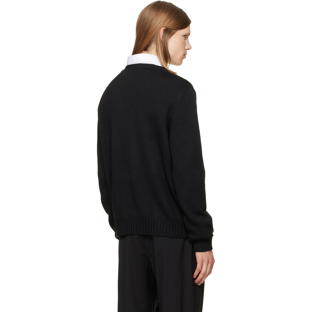 Palm Angels Black Curved Logo Knit Sweater
