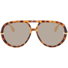 Bottega Veneta Brown & Gold Classic Aviator Sunglasses