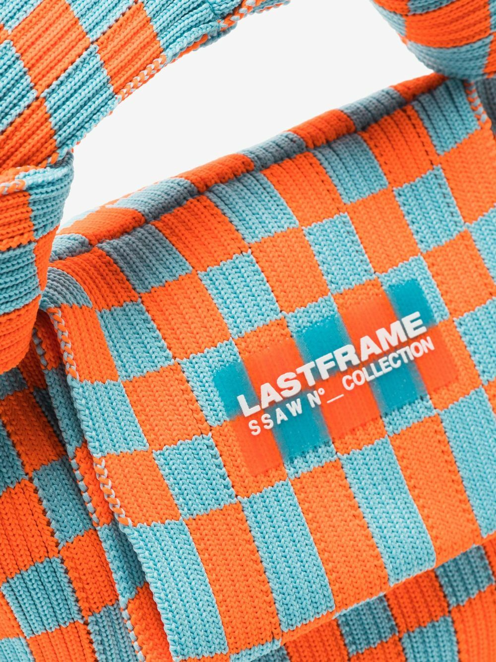 LASTFRAME Orange And Blue Obi Ichimatsu Mini Tote Bag