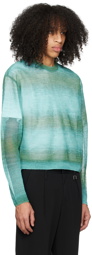 Wooyoungmi Blue & Green Gradient Stripe Sweater