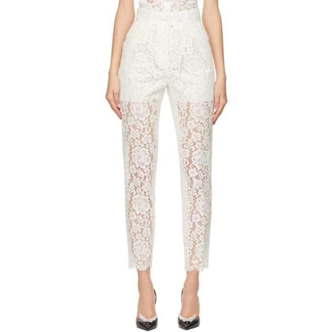 Dolce and Gabbana Off White Lace Trousers