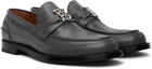 Burberry Gray Monogram Motif Loafers