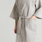 HAY Waffle Bathrobe in Stripe Dusty Blue