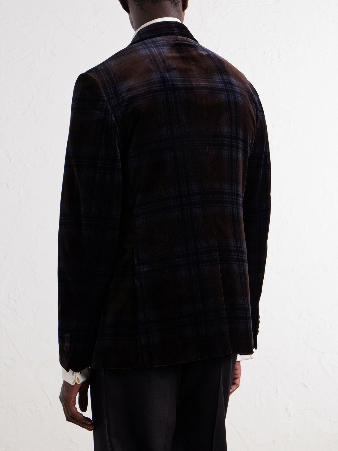 Mr P. - Shawl-Collar Checked Cotton-Velvet Tuxedo Jacket - Brown
