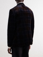 Mr P. - Shawl-Collar Checked Cotton-Velvet Tuxedo Jacket - Brown