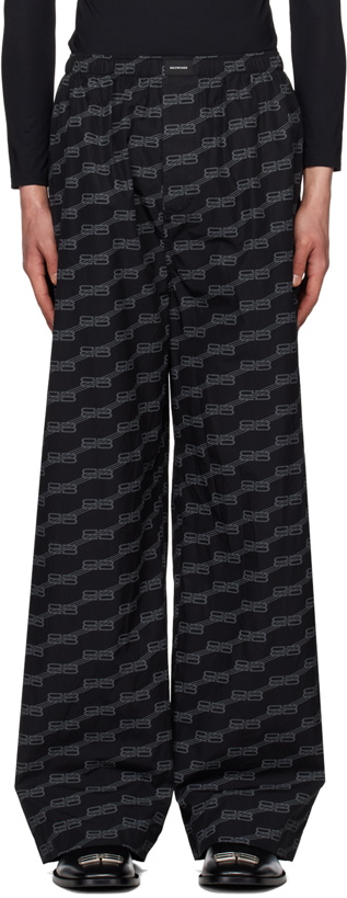 Photo: Balenciaga Black BB Monogram Pyjama Pants