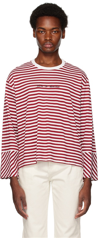 Photo: Youths in Balaclava Red & White Striped Long Sleeve T-Shirt