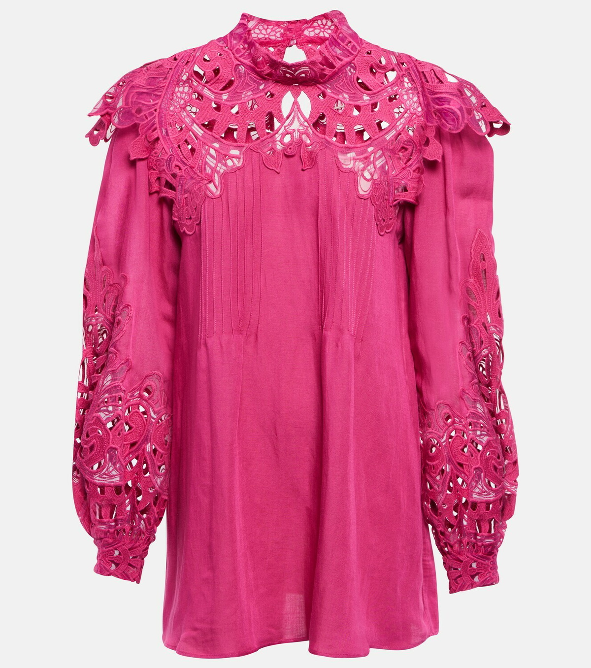 Costarellos Mika broderie anglaise linen-blend blouse